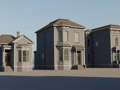 American Italianate Houses - Classic US Pack Low-poly 3D model