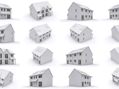 Townhouse buildings 3D Model Pack