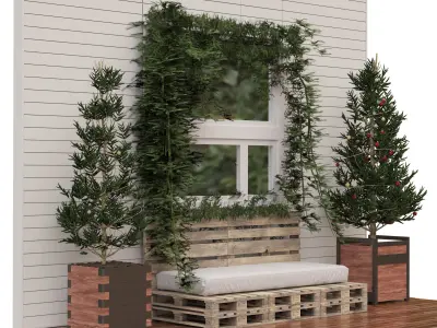 Outdoor Christmas decoration set Low-poly 3D model