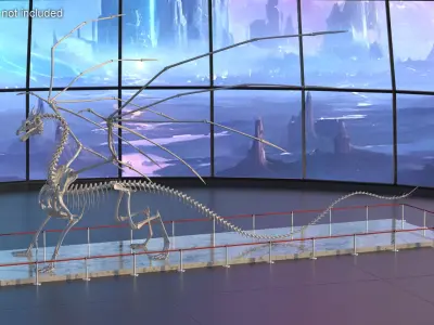  Dragon Skeleton Exhibit with Stanchion Belt Barriers 