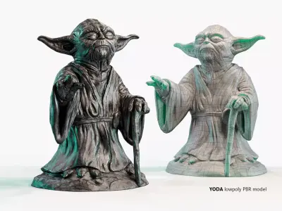 Yoda Figurine fan lowpoly PBR 3d model Low-poly 3D model