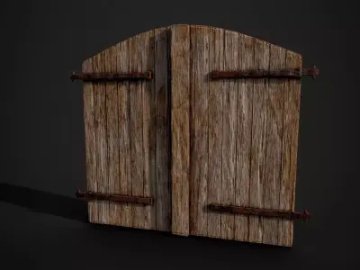Arched Old Wooden Window Low-poly 3D model