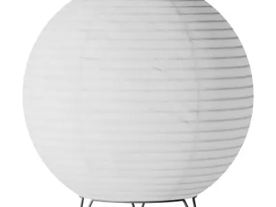  Round LED Japanese Style Lantern Rice Paper Desk Lamp 3D model