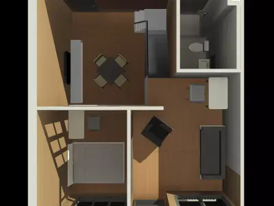 Double space apartment room by REVIT 25R14 3D model