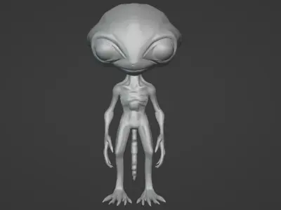 Realistic Gray Alien  3D print model