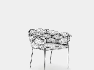 Armchair with upholstery for indoor and outdoor 3D model