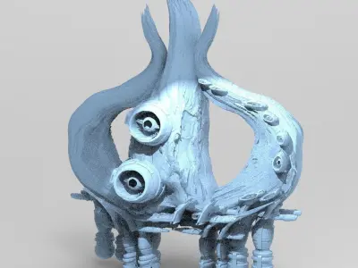 asteroid mushroom crater mountains 3D model