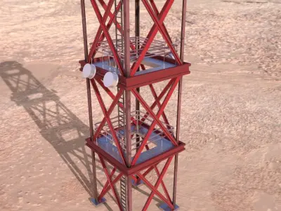 Communication Tower Low-poly 3D model