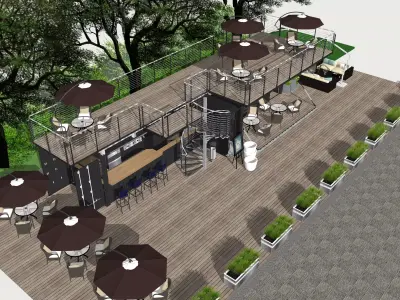Modular Container Cafe Outdoor Coffee Shop Building 3D model