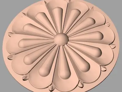 Furniture decoration round flower 3D STL model for CNC E937 3D model