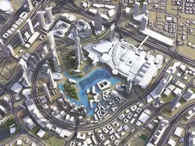Dubai - Business Bay Low-poly 3D model