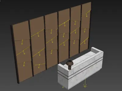 Reception marble desk with gold accents 3D model