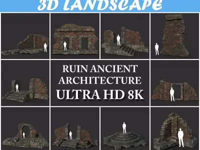Low poly Ruin Construction Pack 200714 Low-poly 3D model