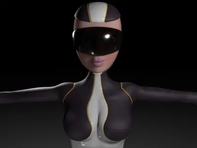 Sci fi Cartoon Girl Low-poly 3D model