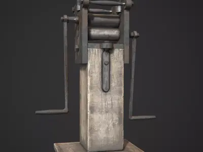 Hand-operated-Metal-rolling-mill metal machine Low-poly 3D model