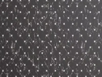 Luxury Glossy Black Marble Octagon Tiles PBR Seamless Texture