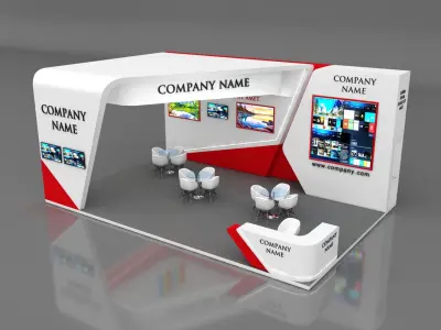 Booth Exhibition Stand Stall 9x6m Height 400 cm 3 Side Open 3D model