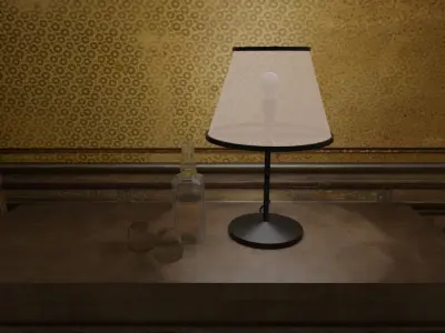 Desk lamp and table set 3D model
