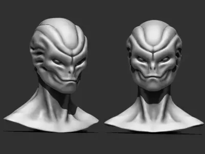Alien Bust 9 - Detailed Alien Bust - 3D Model for Printing 3D print model
