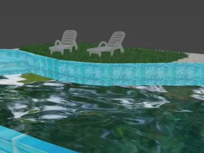 Swimming pool and area around it 3D model