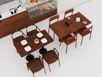 Modern Cafe Furniture Props Pack Low-poly 3D model