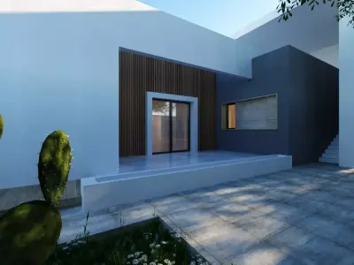3D Model Modern House on Open Plot  Low-poly 3D model