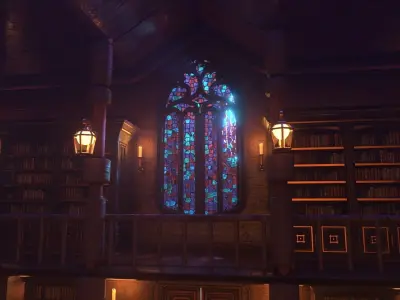 Gothic stained glass window  Low-poly 3D model