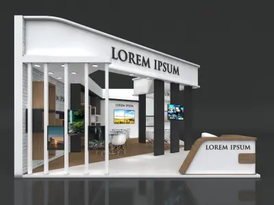 Exhibition Stand Booth Stall 12x6m Height 500cm 2 Side Open 3D model