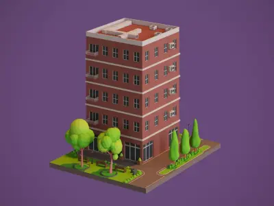 Apartment Building Low-poly 3D model