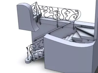 Twisted handrail and staircase 3D model