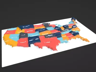 Usa Map Topography Low-poly 3D model