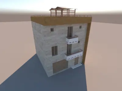 residential building low poly 3D model