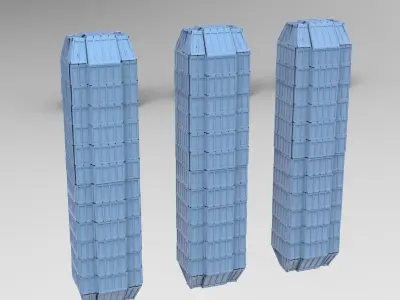 Cyberpunk Tower Grid window pyramid shaped  3D model
