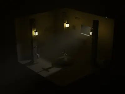 Low Poly dark dungeons room Free low-poly 3D model