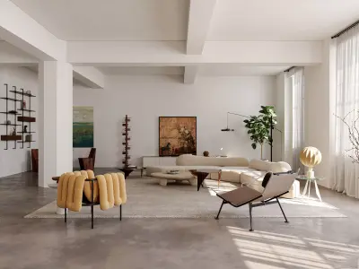 Interior scene living room 3D model