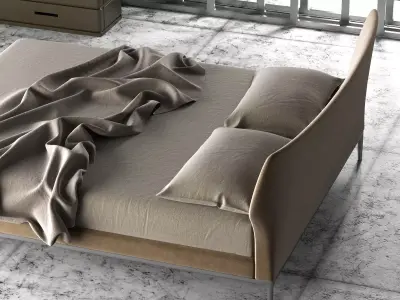 Maya modern bed frame with upholstered headboard and footboard 3D model