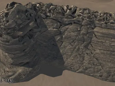 Natural Desert Cliffs - Modular Rocks Low-poly 3D model