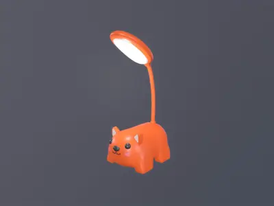 Fox Desk Lamp Cute Low-poly 3D model