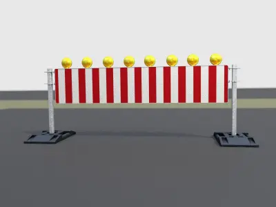 Construction Barrier 5 with warning lights 600-39 500x2400mm Low-poly 3D model