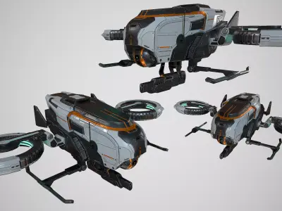 Drone sci fi low poly  Low-poly 3D model