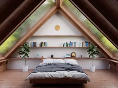 ATTIC BEDROOM - A Frame 3D model