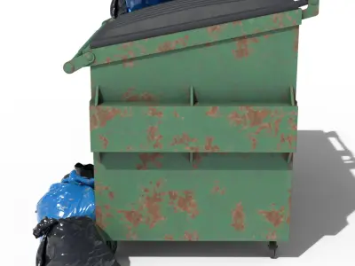 Garbage Dumpster with Bags 3D model