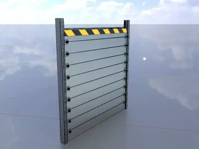Aluminum flood protection wall 2m x 2m Low-poly 3D model