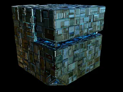 Borg Cube Space Station Ship Box Lowpoly Low-poly 3D model