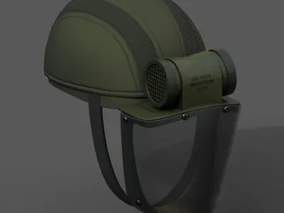 Gas mask helmet 3d model military combat fantasy  Low-poly 3D model 8
