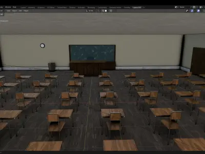 Classroom Low-poly 3D model