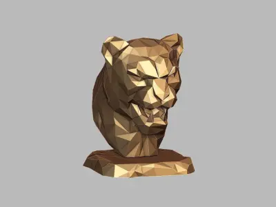 Lion low-poly head Headphone Stand  Cyborg Headset Stand 3D print model
