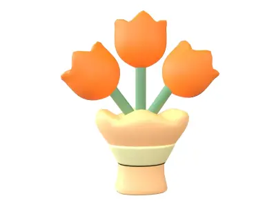 Flower Bouquet Icon v1 004 Low-poly 3D model