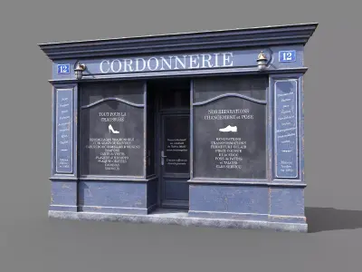 Parisian vintage storefront 3 Low-poly 3D model