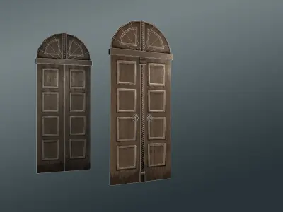Wooden Door with Detailing Low-poly 3D model